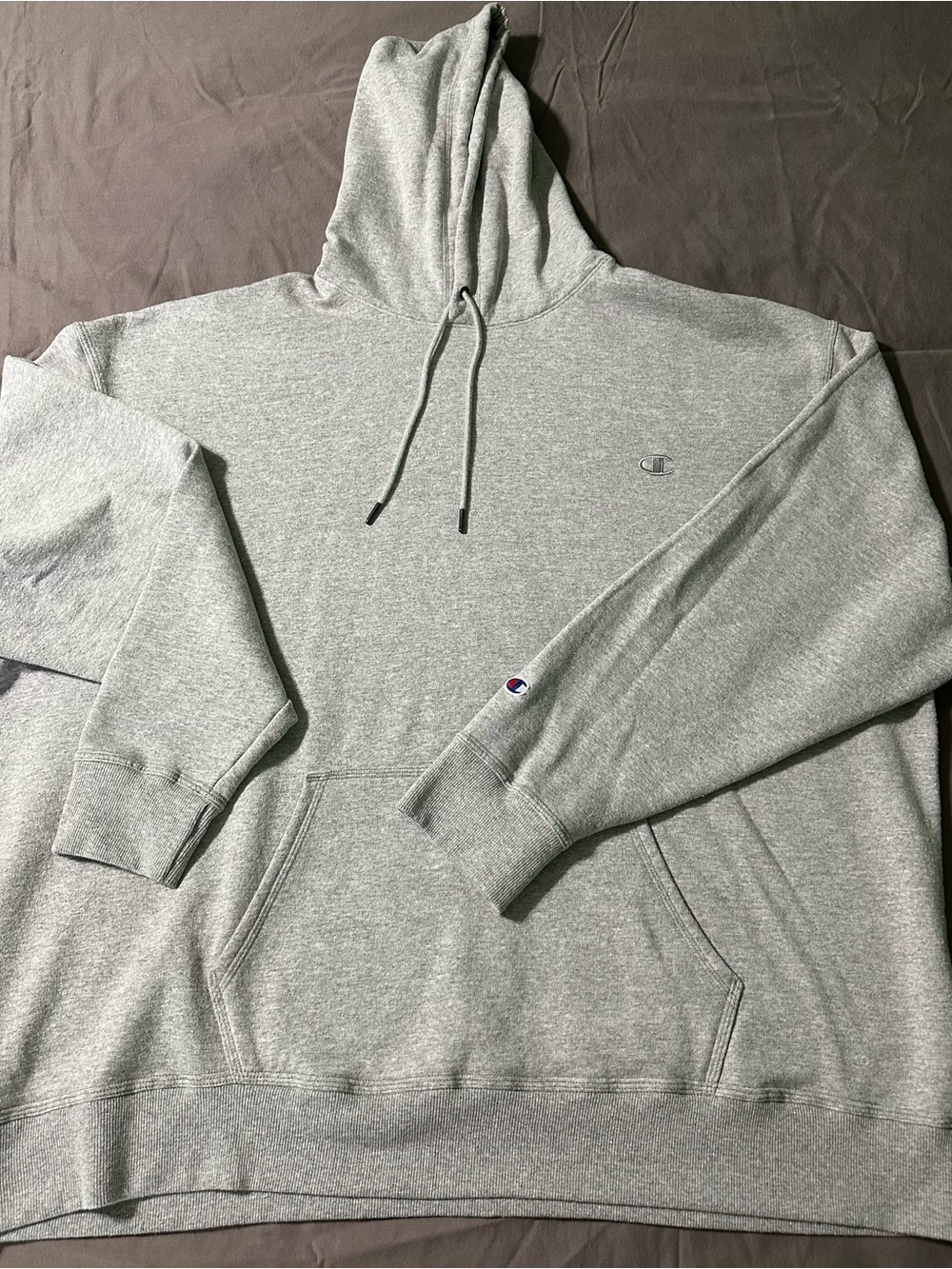 Champion Light Gray Men's Hoodie with Classic C Logo